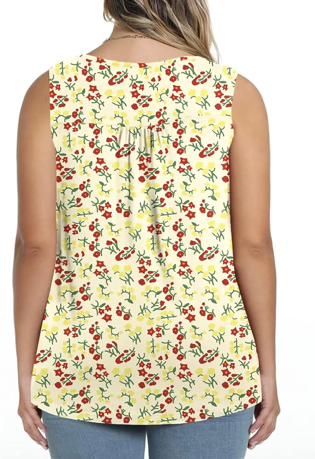 ROSRISS Plus-Size Henley Sleeveless Shirts for Women Summer Casual Tops Buttons Tees 14W-28W