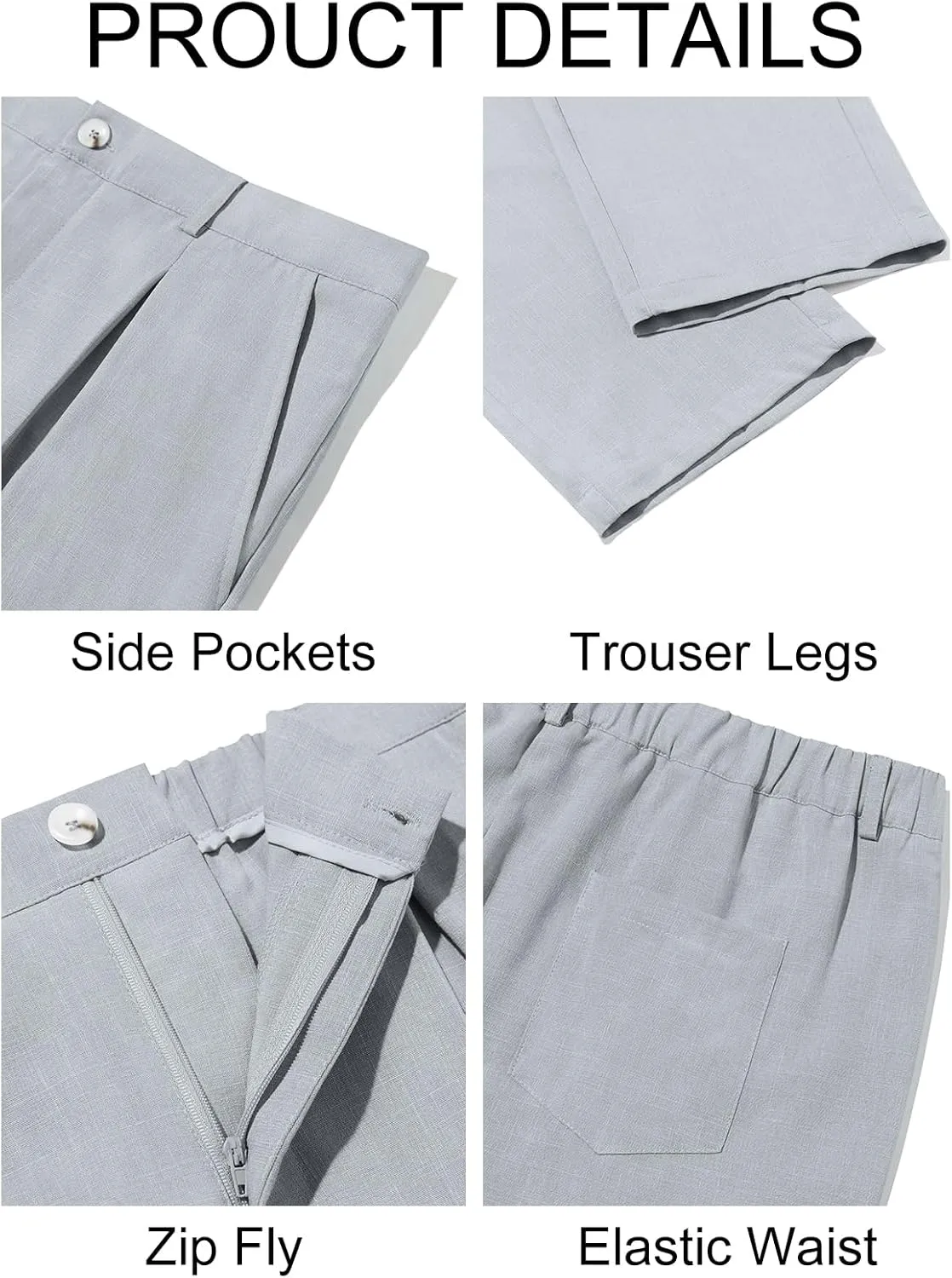 Runcati Mens Casual Linen Pants Elastic Waist Lightweight Loose Fit Pleated Slacks Summer Cotton Beach Yoga Trousers