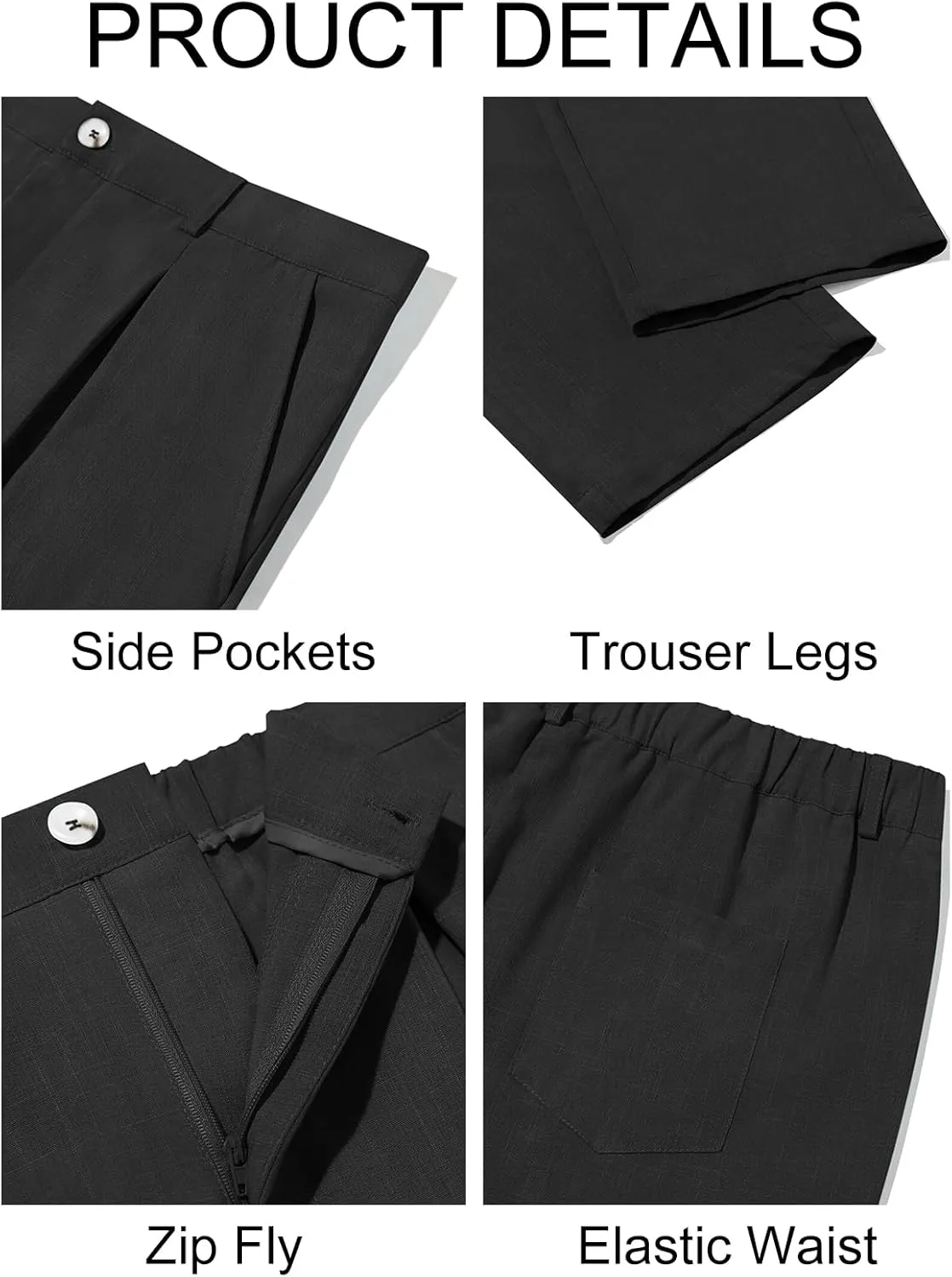Runcati Mens Casual Linen Pants Elastic Waist Lightweight Loose Fit Pleated Slacks Summer Cotton Beach Yoga Trousers