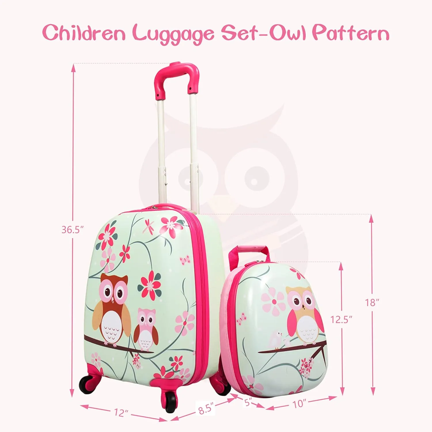 Sandinrayli Kid Luggage Set, 12 Backpack & 16 Kid Carry on Suitcase with Spinner Wheels, Travel Rolling Luggage for Girl