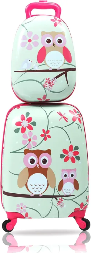 Sandinrayli Kid Luggage Set, 12 Backpack & 16 Kid Carry on Suitcase with Spinner Wheels, Travel Rolling Luggage for Girl