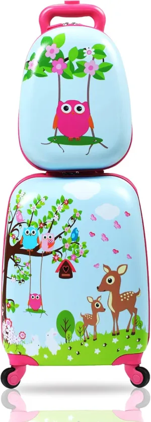 Sandinrayli Kid Luggage Set, 12 Backpack & 16 Kid Carry on Suitcase with Spinner Wheels, Travel Rolling Luggage for Girl