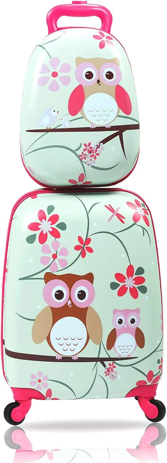 Sandinrayli Kid Luggage Set, 12 Backpack & 16 Kid Carry on Suitcase with Spinner Wheels, Travel Rolling Luggage for Girl
