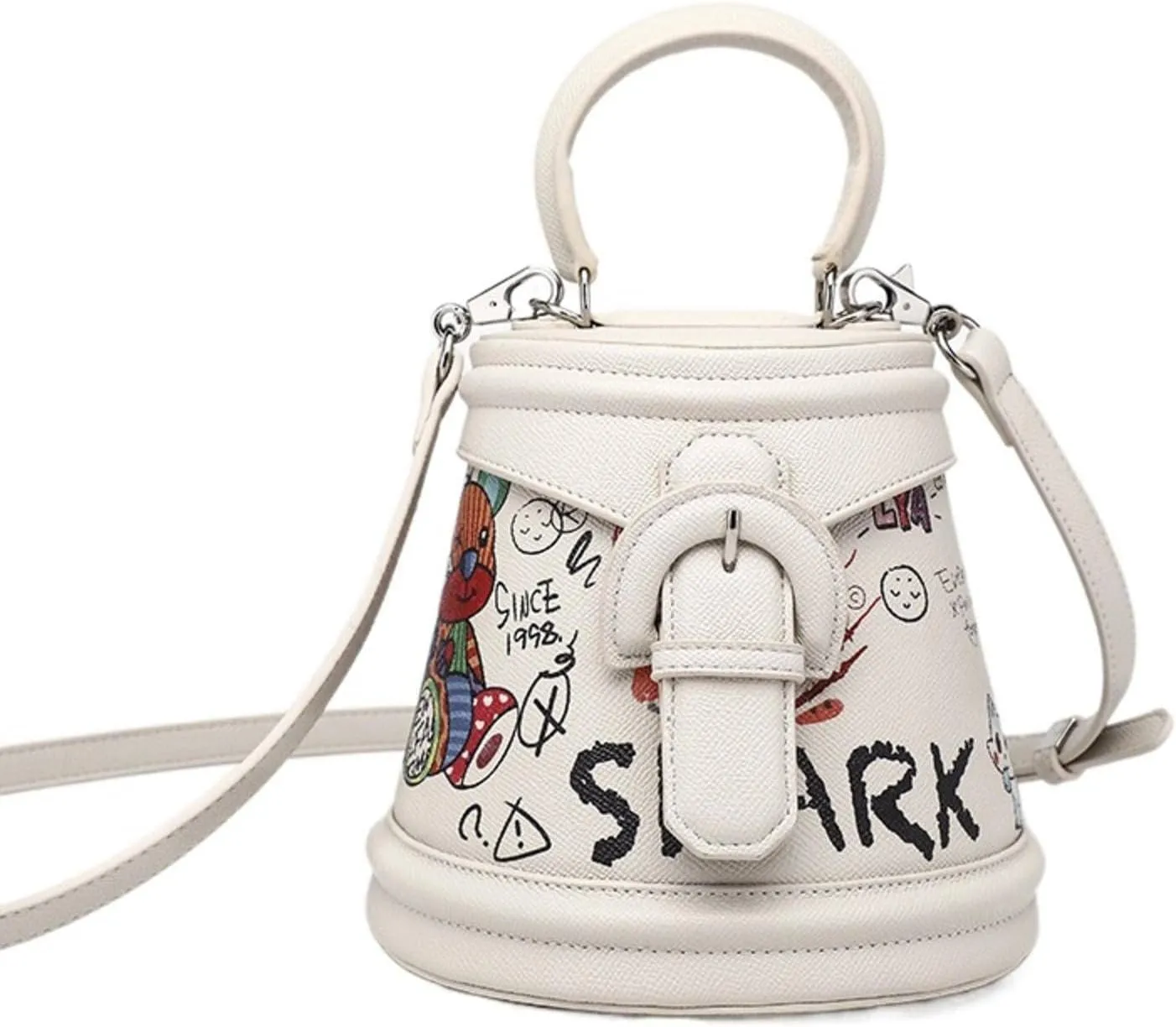 SAXTZDS Graffiti Bucket Bags Versatile Small Bag Women Hand-Carrying Crossbody Bag