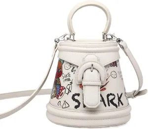 SAXTZDS Graffiti Bucket Bags Versatile Small Bag Women Hand-Carrying Crossbody Bag