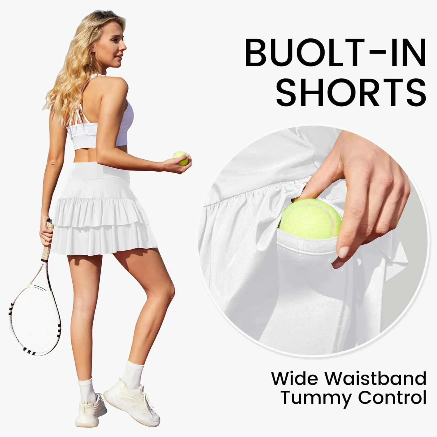 SEMARO Womens Tennis Athletic Golf Skorts Skirts Crossover High Waisted Running Workout Skorts with Pockets