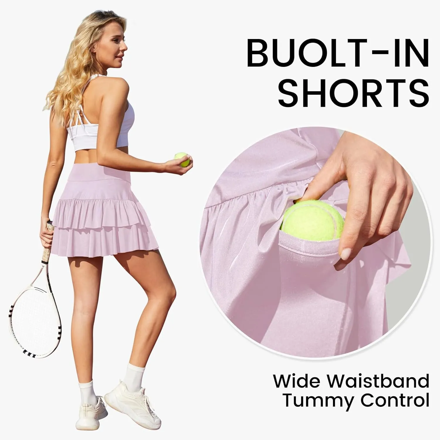 SEMARO Womens Tennis Athletic Golf Skorts Skirts Crossover High Waisted Running Workout Skorts with Pockets