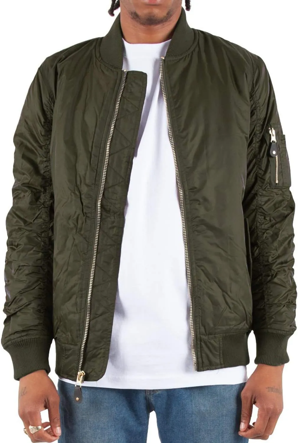 Shaka Wear Men's Flight Jackets  Casual MA-1 Bomber Coat Windbreaker Full Zip Fully Lined Regular and Bigs S~3XL