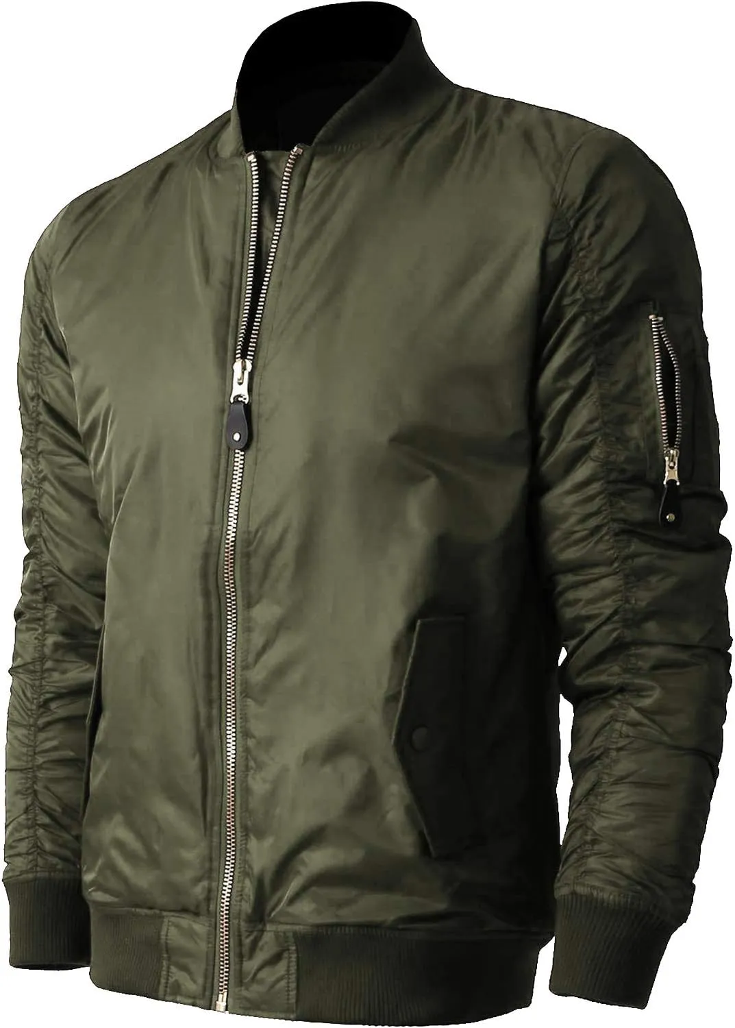 Shaka Wear Men's Flight Jackets  Casual MA-1 Bomber Coat Windbreaker Full Zip Fully Lined Regular and Bigs S~3XL
