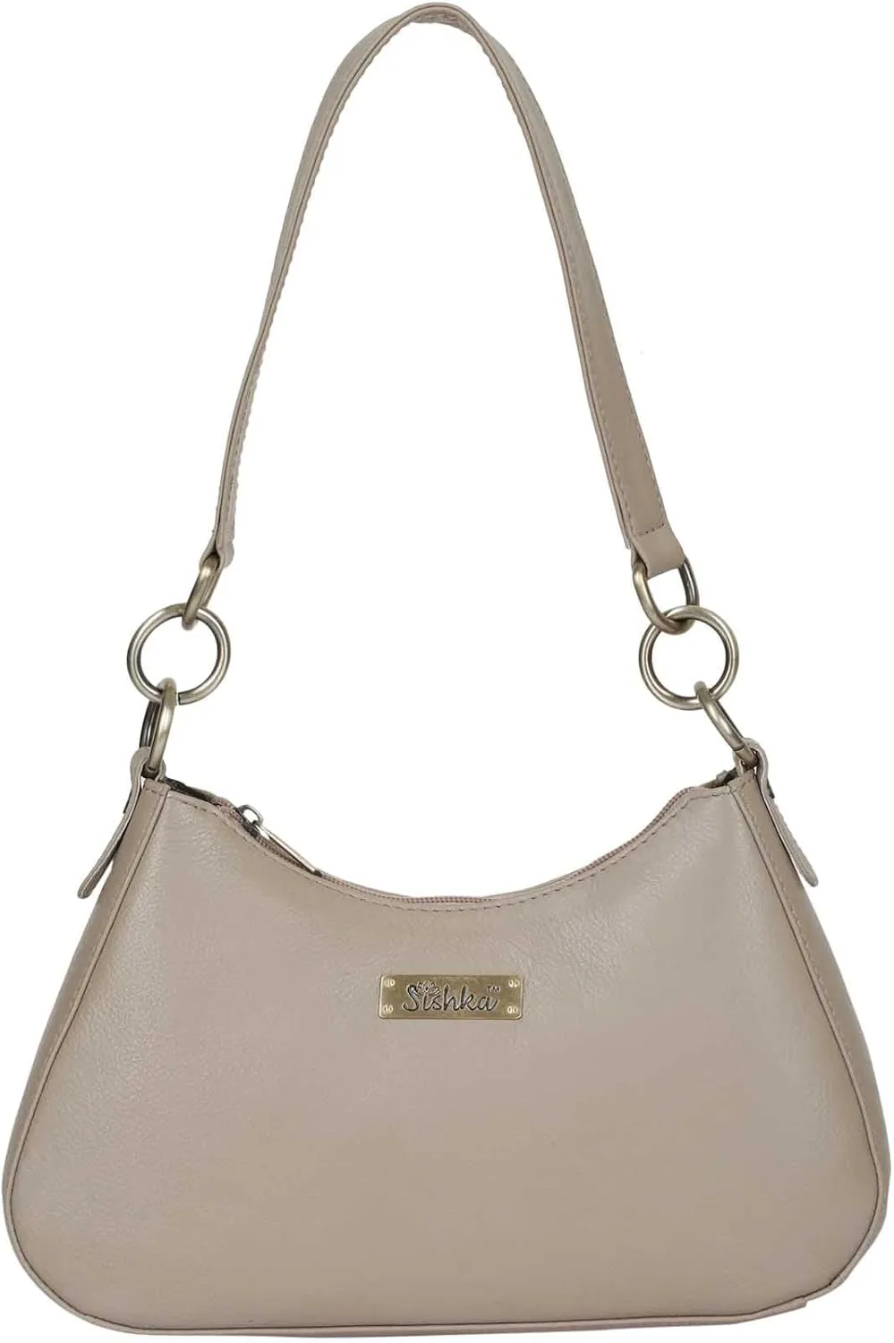 Shoulder Bag in Taupe  Stylish Hobo Purse for Women, Soft Genuine Leather Half Moon Tote with Top Zipper Closure, Perfect for Daily Use, Travel & Casual Outings.