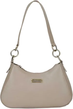 Shoulder Bag in Taupe  Stylish Hobo Purse for Women, Soft Genuine Leather Half Moon Tote with Top Zipper Closure, Perfect for Daily Use, Travel & Casual Outings.