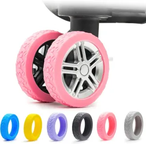 Silicone Luggage Wheel Protectors, Carry-On Suitcase Covers, Anti-Wear & Quiet, Fits 2-2.4" Spinner Wheels, Must-Have Travel Gear(pink)