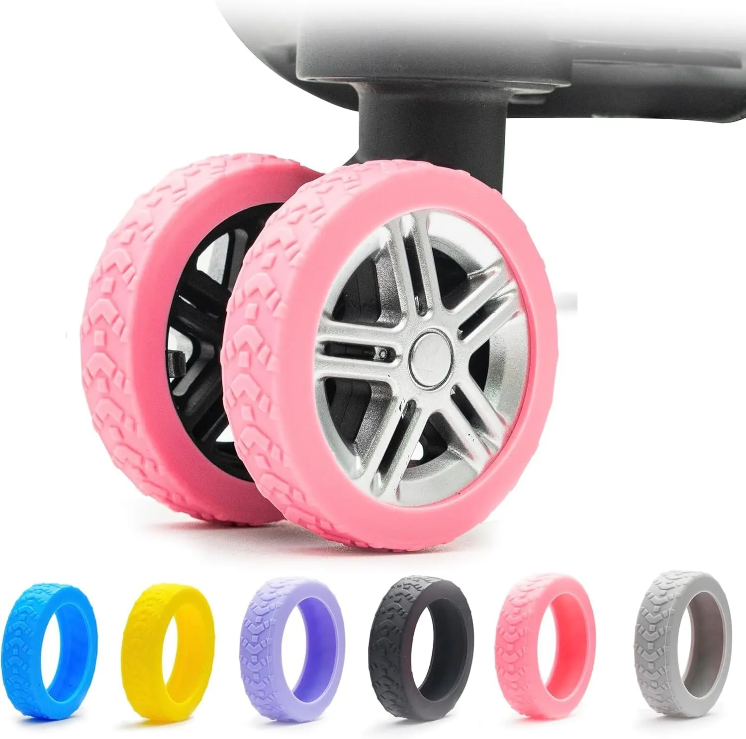 Silicone Luggage Wheel Protectors, Carry-On Suitcase Covers, Anti-Wear & Quiet, Fits 2-2.4" Spinner Wheels, Must-Have Travel Gear(pink)