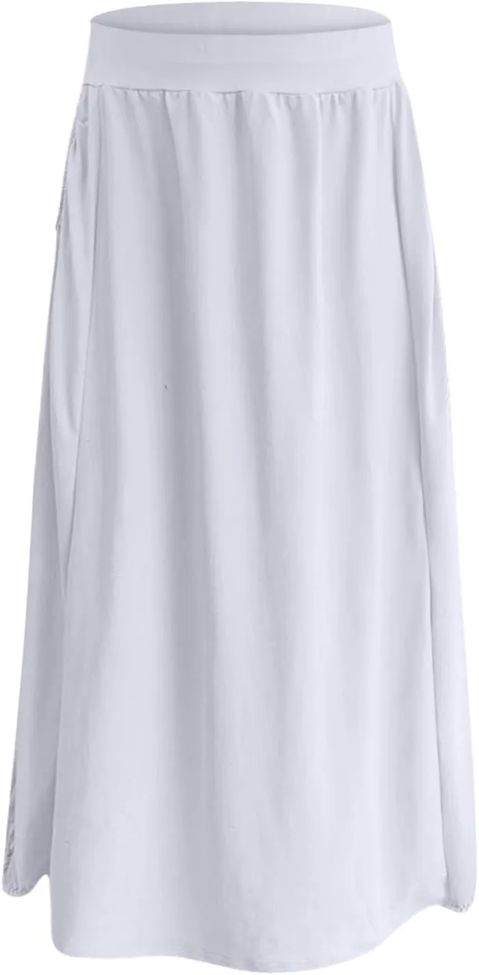 Skirts for Women Summer Boho Maxi Skirt with Pockets Elastic High Waist Casual Bohemian Dresses Spring A Line Dress
