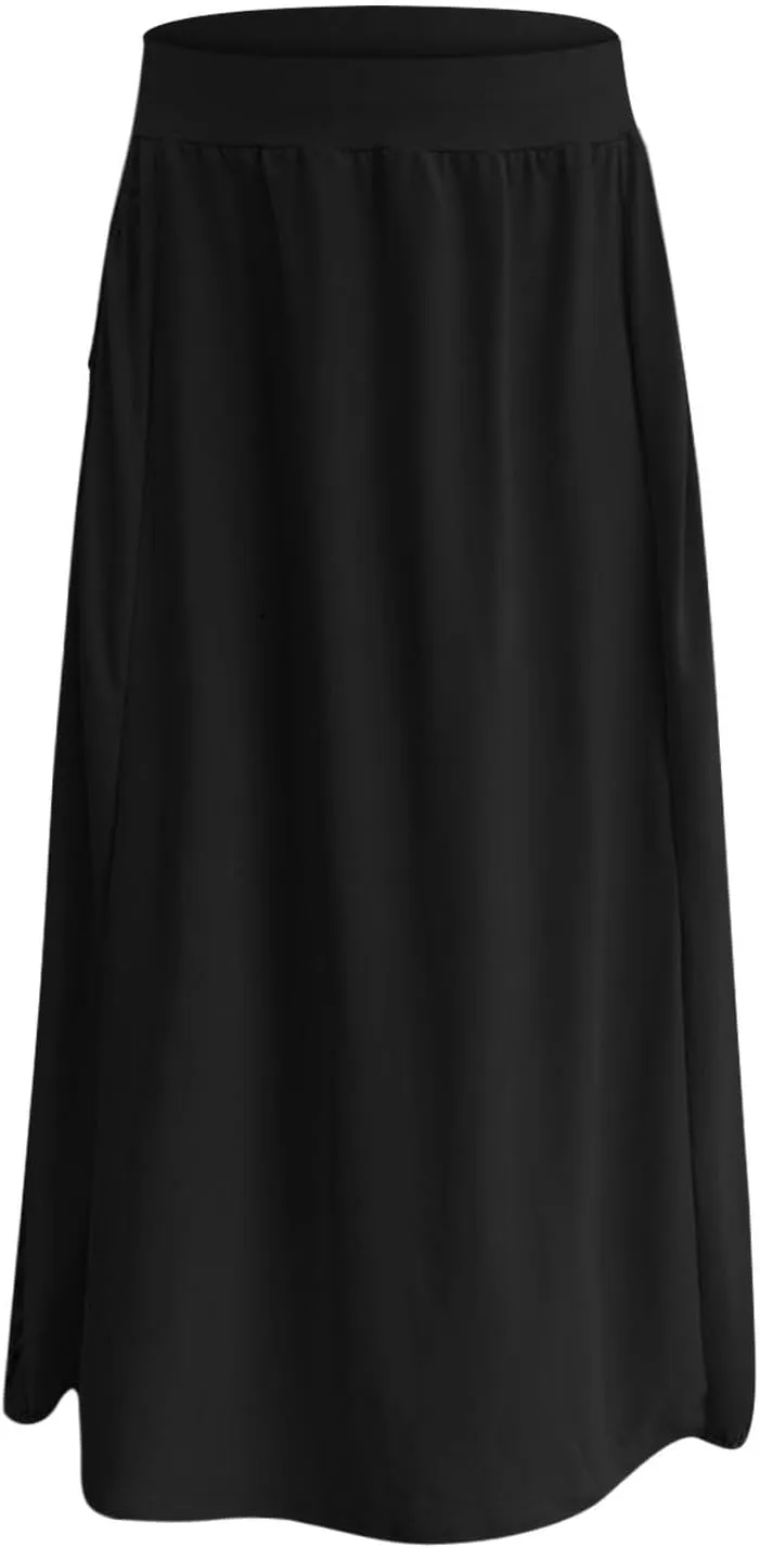Skirts for Women Summer Boho Maxi Skirt with Pockets Elastic High Waist Casual Bohemian Dresses Spring A Line Dress