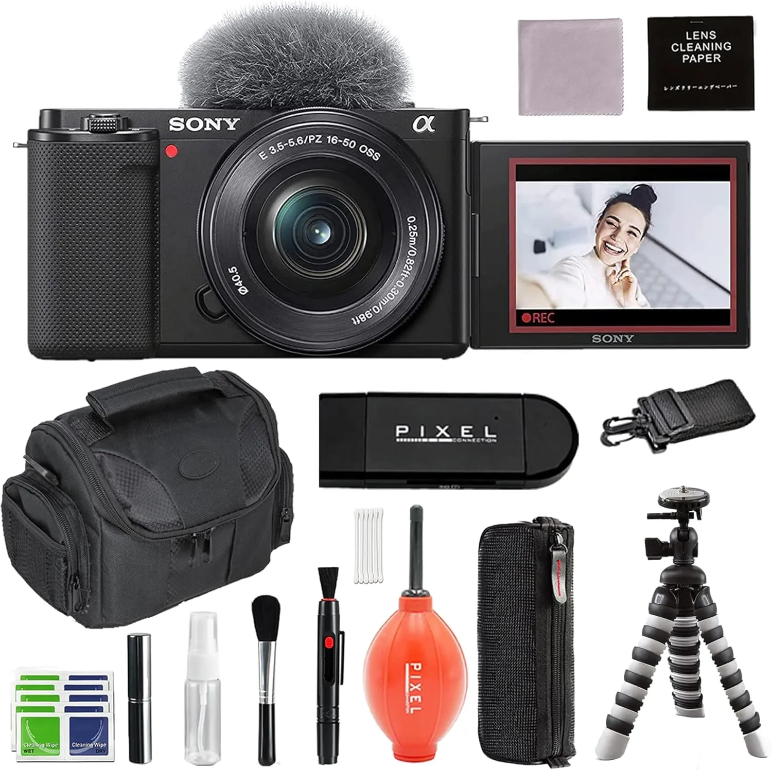 Sony Alpha ZV-E10 Mirrorless Vlog Camera & 16-50mm Lens Bundle with Water Resistant Bag, Flexible Tripod   More | Sony ZV-E10