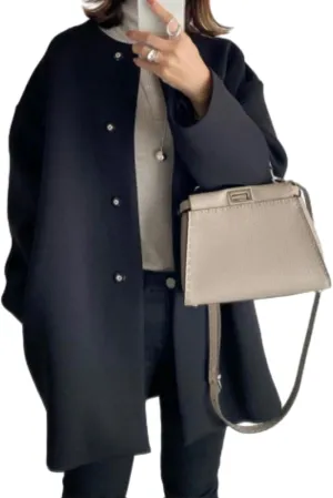 Straight Coat,Women's Single-Breasted Coat Long Trench Coat, Mid-Length Pea Coats Solid Color Cardigan