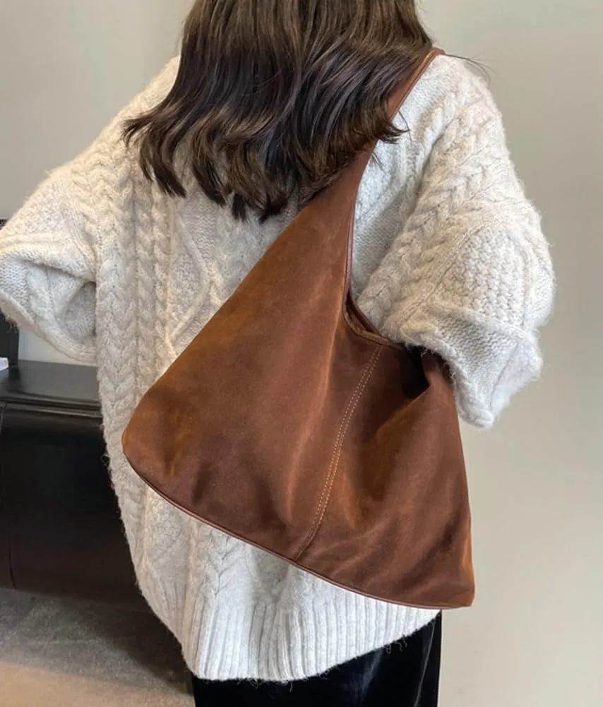 Suede Tote Bag for Women Leather Shoulder Bag Slouchy Handbag Soft Purse Fall Winter Spring Travel Shopping 2024