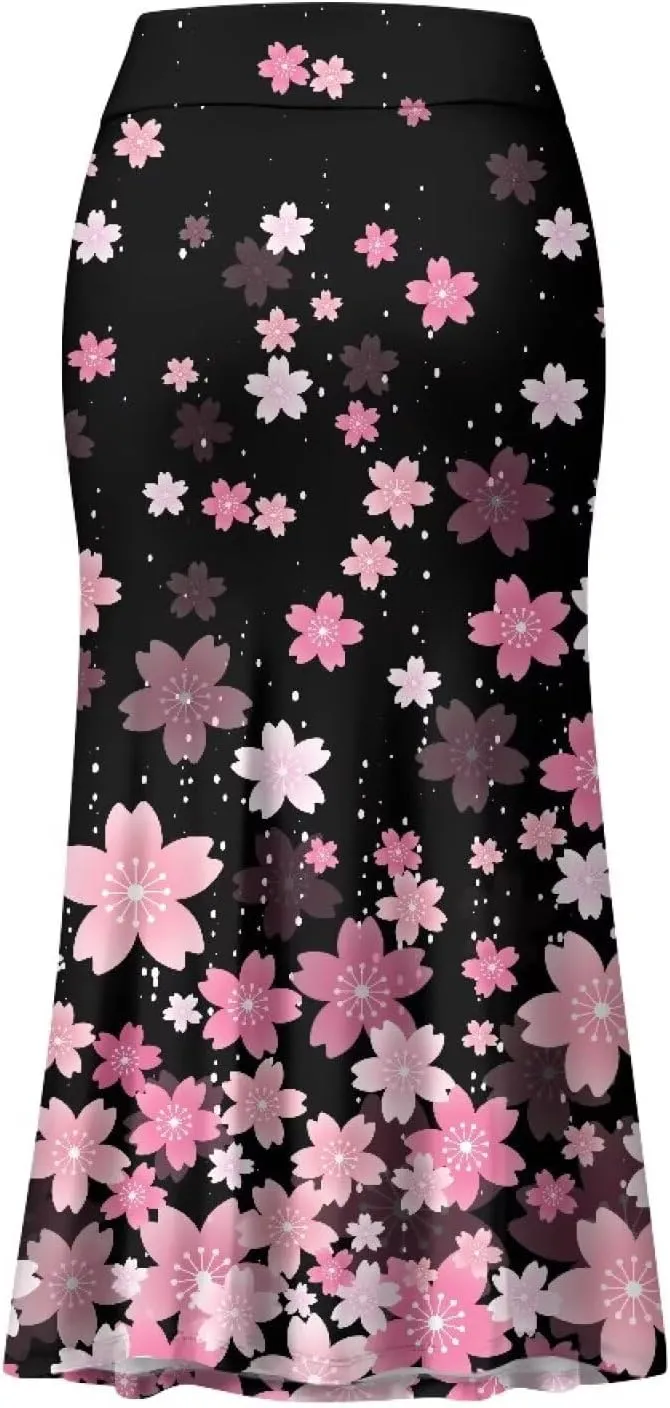 Summer Skirt for Women Empire Waist Dress Pencil Skirts with Side Zipper Lightweight Long Maxi Skirts Bohemian Skirt