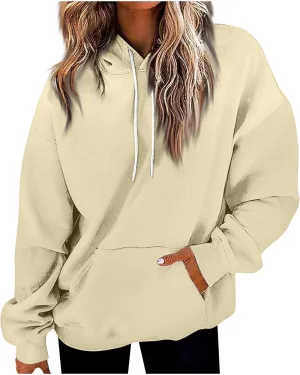 Sweatshirt for Womens Fashion Plain Long Sleeve Oversized Hoodies Causal Pullover Loose Fit Athletic Oversized Tops