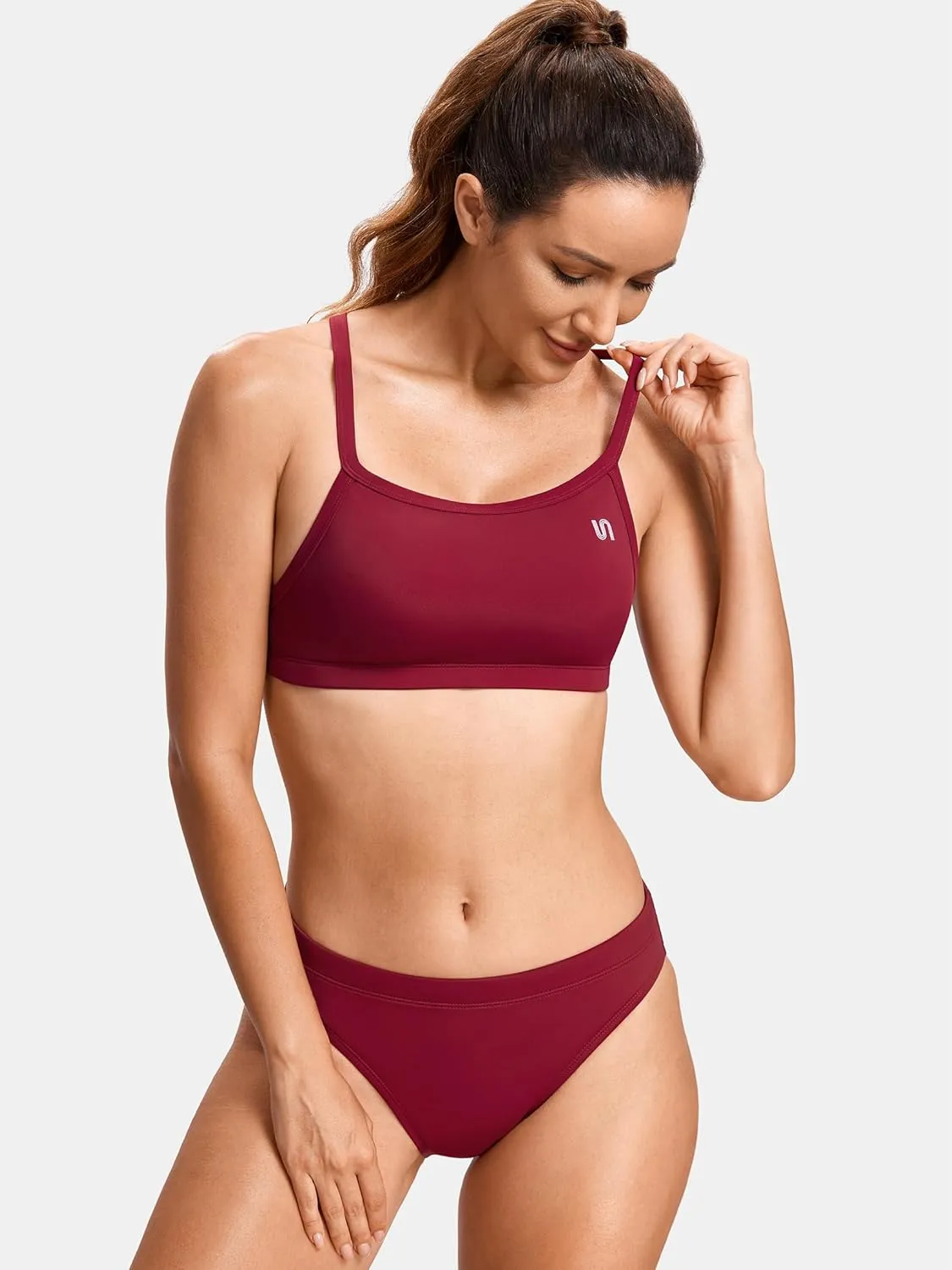 SYROKAN Women's Athletic Training Two Piece Swimsuit Bikini Sets Bathing Suit Racerback Sporty Swimwear