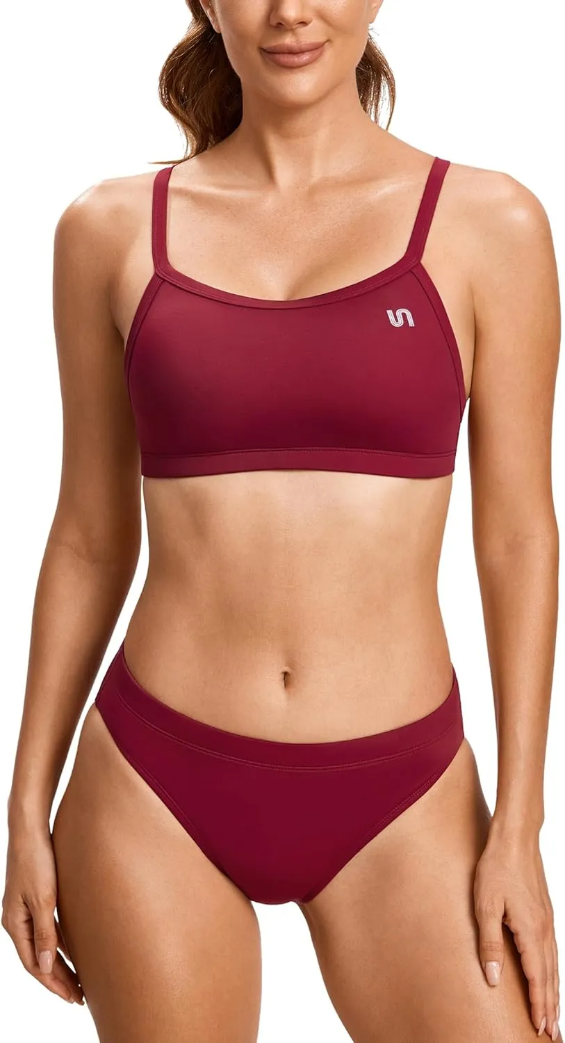 SYROKAN Women's Athletic Training Two Piece Swimsuit Bikini Sets Bathing Suit Racerback Sporty Swimwear