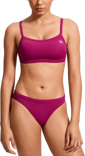 SYROKAN Women's Athletic Training Two Piece Swimsuit Bikini Sets Bathing Suit Racerback Sporty Swimwear