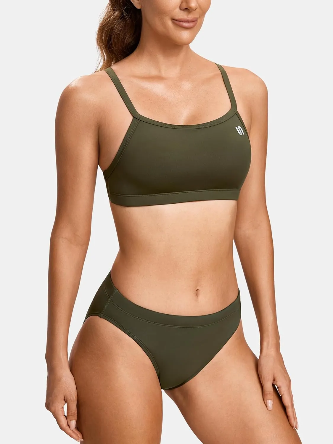 SYROKAN Women's Athletic Training Two Piece Swimsuit Bikini Sets Bathing Suit Racerback Sporty Swimwear