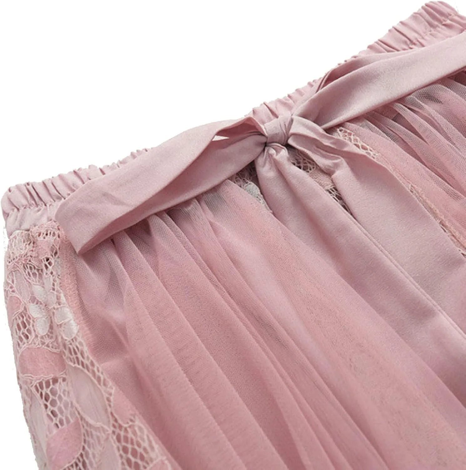 TANGNADE Women's Pleated Skirt Elastic Waist A-Line Midi Length Skirts Flowy Bohemian Casual Skirt for Summer Beach Holiday