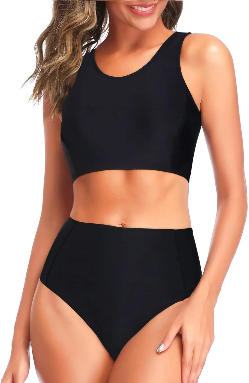 Tempt Me Women Two Piece High Waisted Bikini Set Sporty Swimsuits Bathing Suit with Bottom for Teen Girls