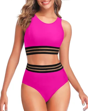 Tempt Me Women Two Piece High Waisted Bikini Set Sporty Swimsuits Bathing Suit with Bottom for Teen Girls