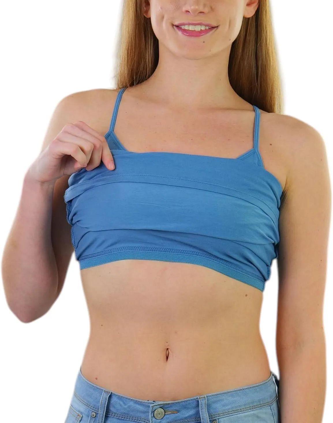ToBeInStyle Women's Adjustable Spaghetti Strap Tunic Cami with Shelf Bra