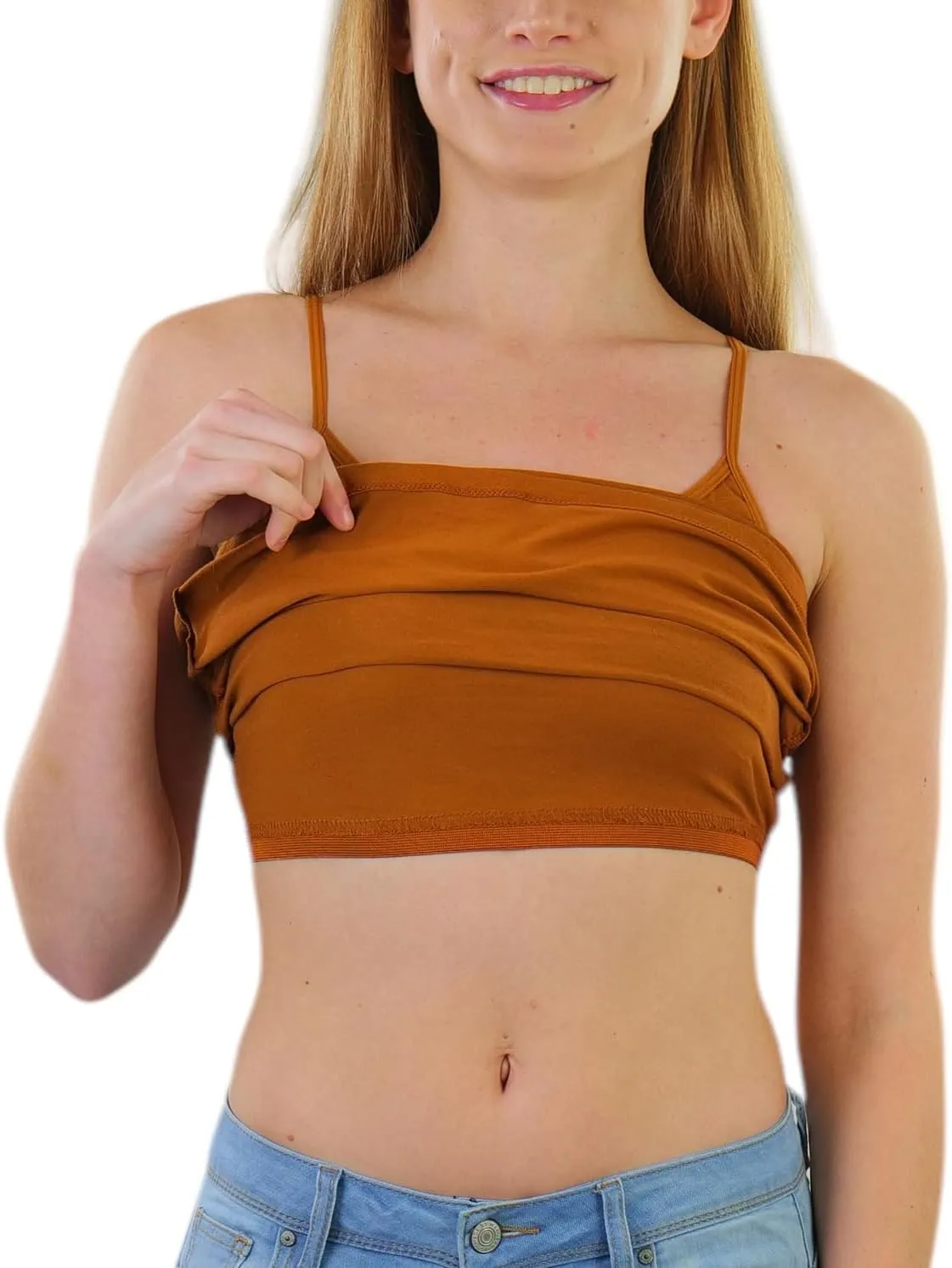 ToBeInStyle Women's Adjustable Spaghetti Strap Tunic Cami with Shelf Bra
