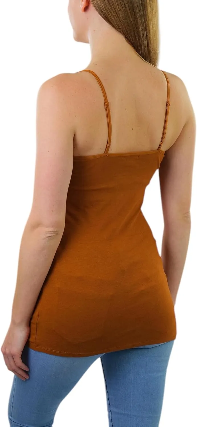 ToBeInStyle Women's Adjustable Spaghetti Strap Tunic Cami with Shelf Bra