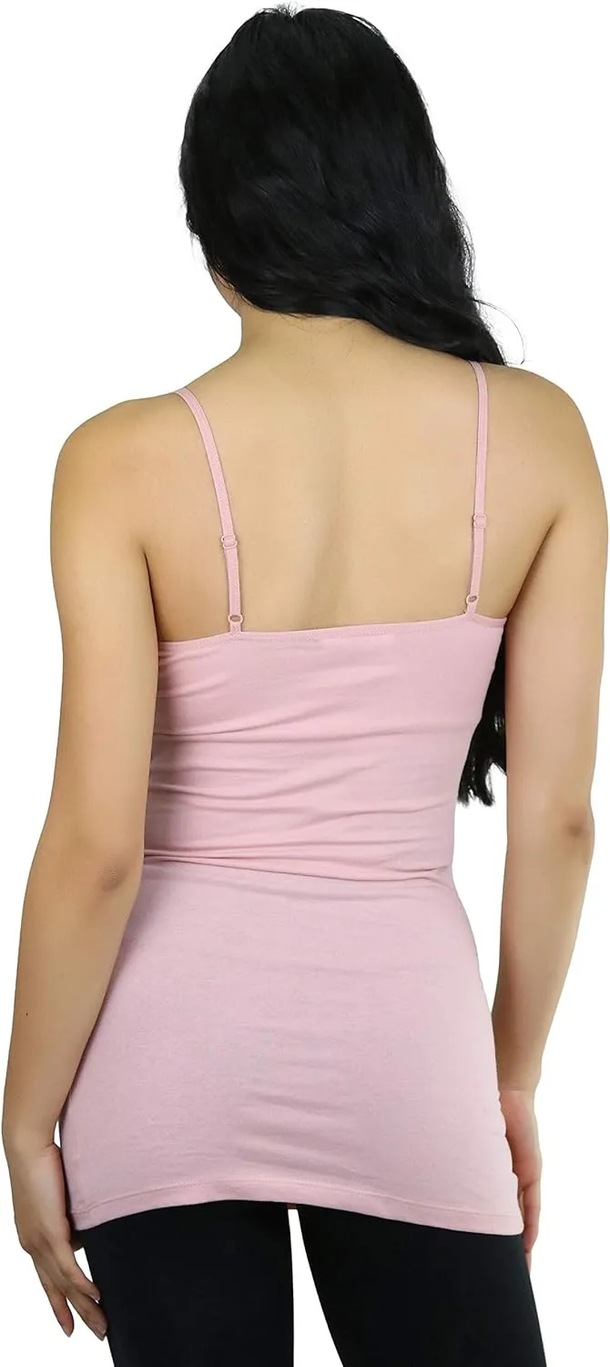 ToBeInStyle Women's Adjustable Spaghetti Strap Tunic Cami with Shelf Bra