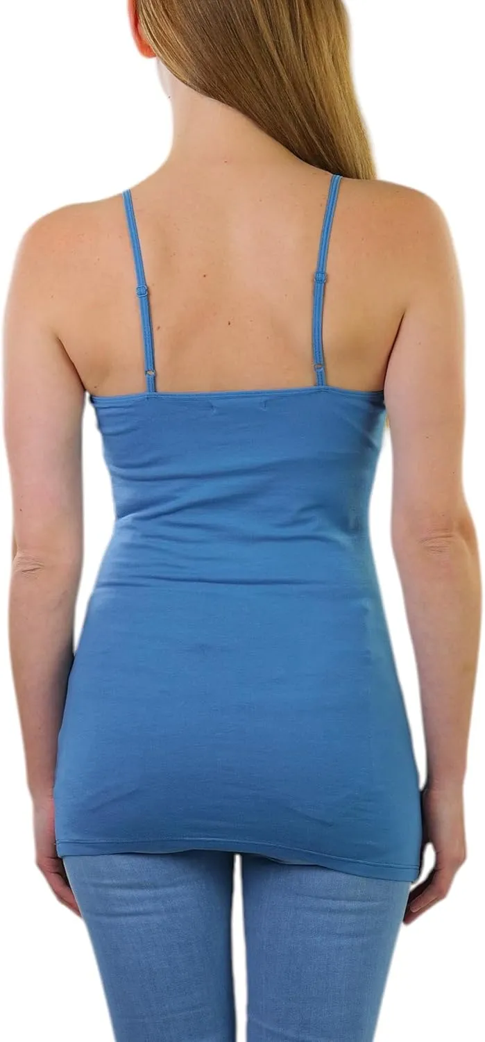 ToBeInStyle Women's Adjustable Spaghetti Strap Tunic Cami with Shelf Bra