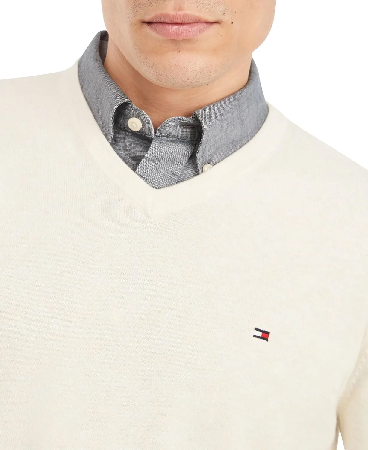 Tommy Hilfiger Men's Essential Long Sleeve Cotton V-Neck Pullover Sweater
