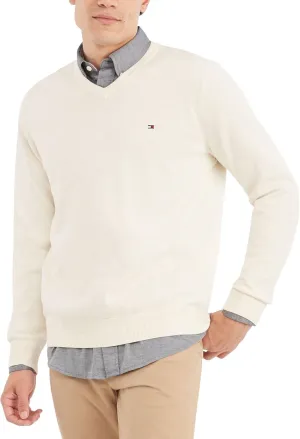Tommy Hilfiger Men's Essential Long Sleeve Cotton V-Neck Pullover Sweater