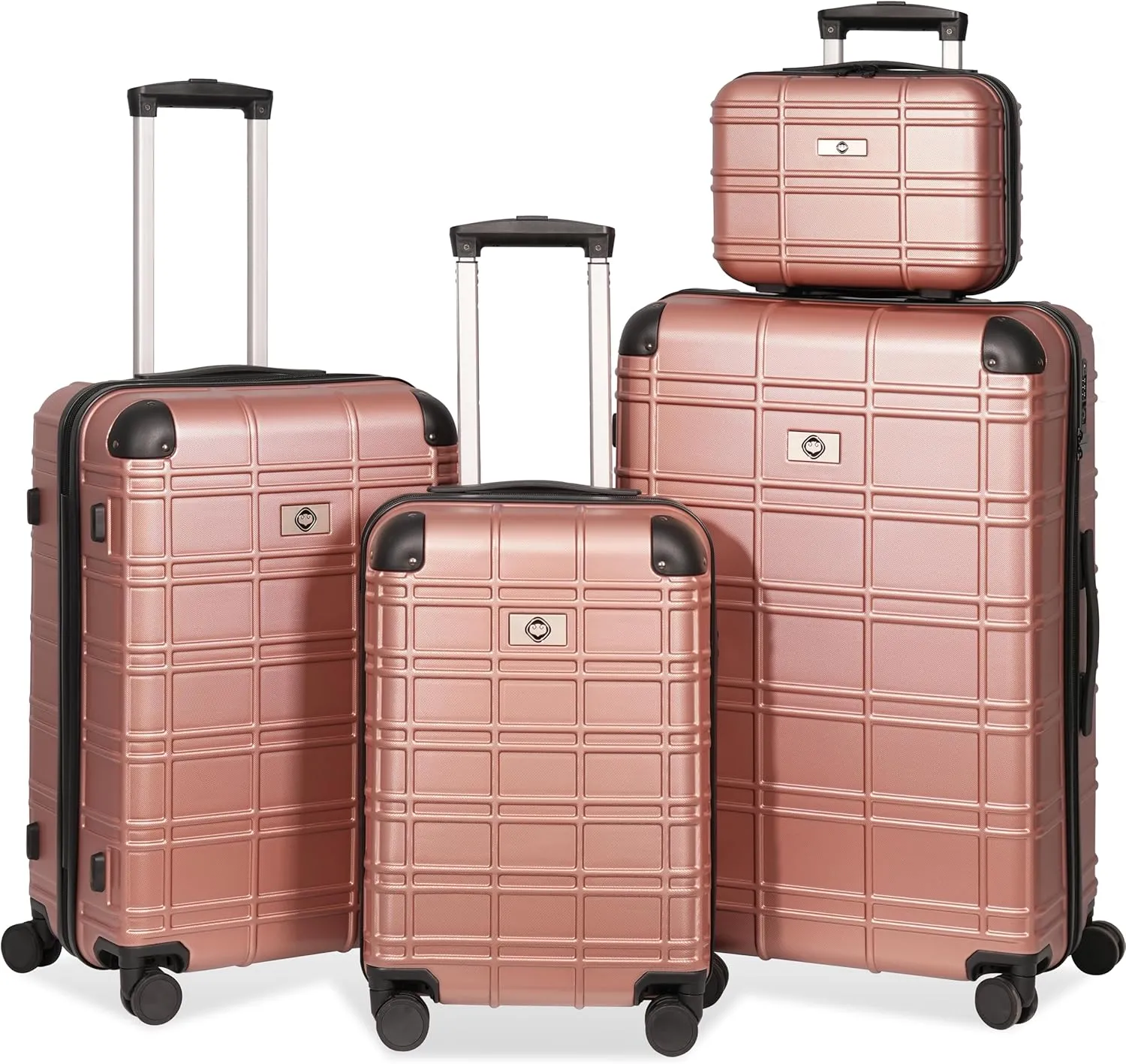 Travel Luggage Set Hardshell 4-Piece Lightweight Durable Suitcase with Spinner Wheels, Rose Gold