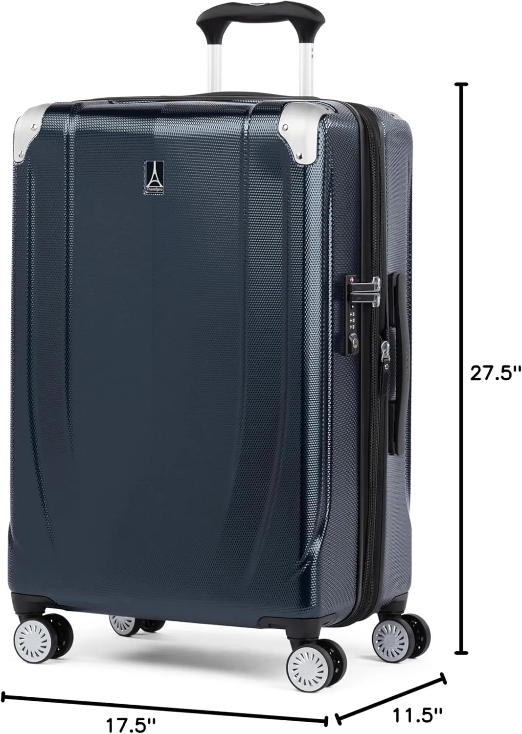 Travelpro Pathways 3 Hardside Expandable Luggage, 8 Spinner Wheels, Lightweight Hard Shell Suitcase, Checked Medium 25 Inch, Royal Blue