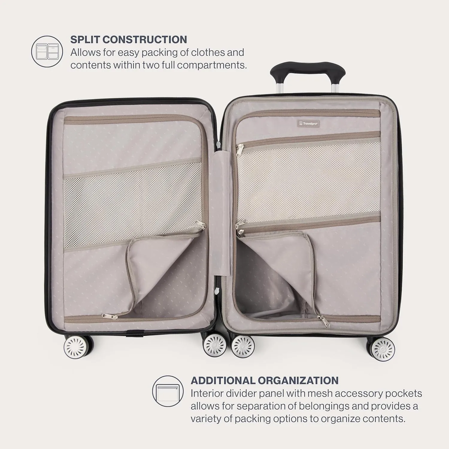 Travelpro Pathways 3 Hardside Expandable Luggage, 8 Spinner Wheels, Lightweight Hard Shell Suitcase, Cloud Grey, Checked Medium 25 Inch