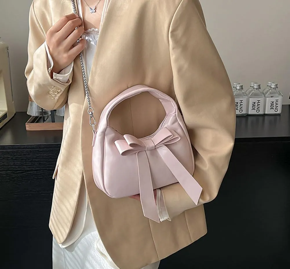 Trendy Clutch Bag Crossbody Purse For Women Commuter Handbag Womens Versatile Satchel Purse Sweet Travel Bags With Bow-tie