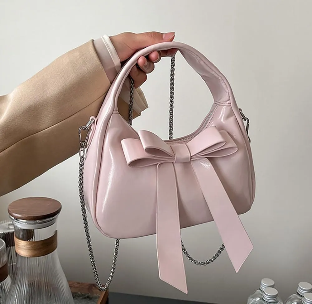 Trendy Clutch Bag Crossbody Purse For Women Commuter Handbag Womens Versatile Satchel Purse Sweet Travel Bags With Bow-tie