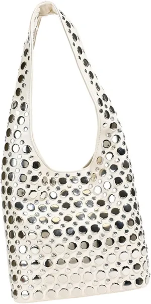 Trendy Studs Studded Shoulder Bag For Fashion Women Lightweight And Practical PU Armpit Bags Casual Bucket Handbag