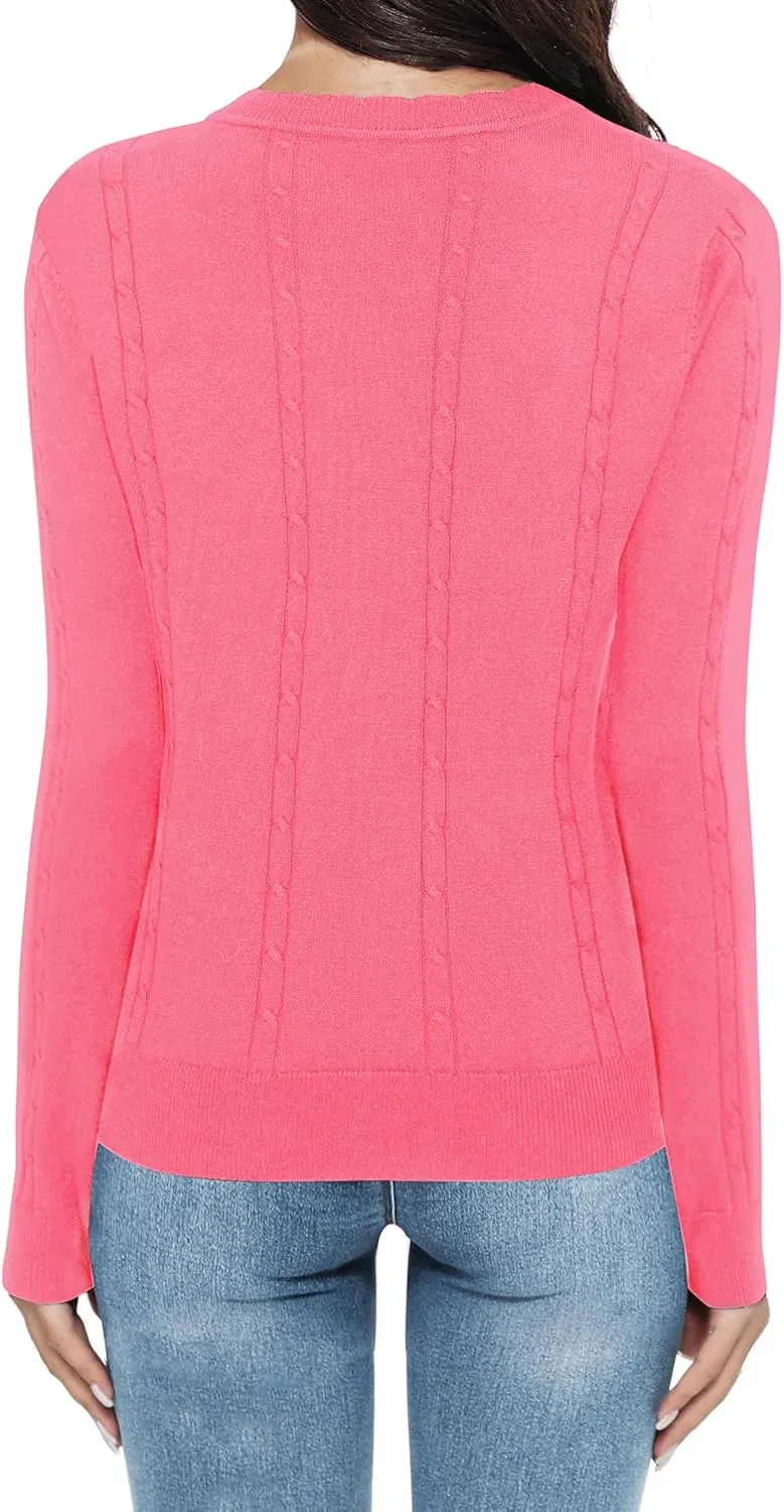 Urban CoCo Women's Lightweight Crew Neck Cropped Cardigan Long Sleeve Open Front Soft Knit Tops Casual Outfit