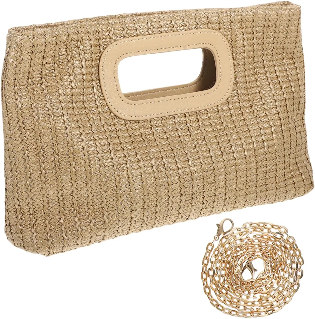 VALICLUD Elegant Evening Bag for Women Rustic Simulated Grass Clutch Chain Strap Versatile Spacious