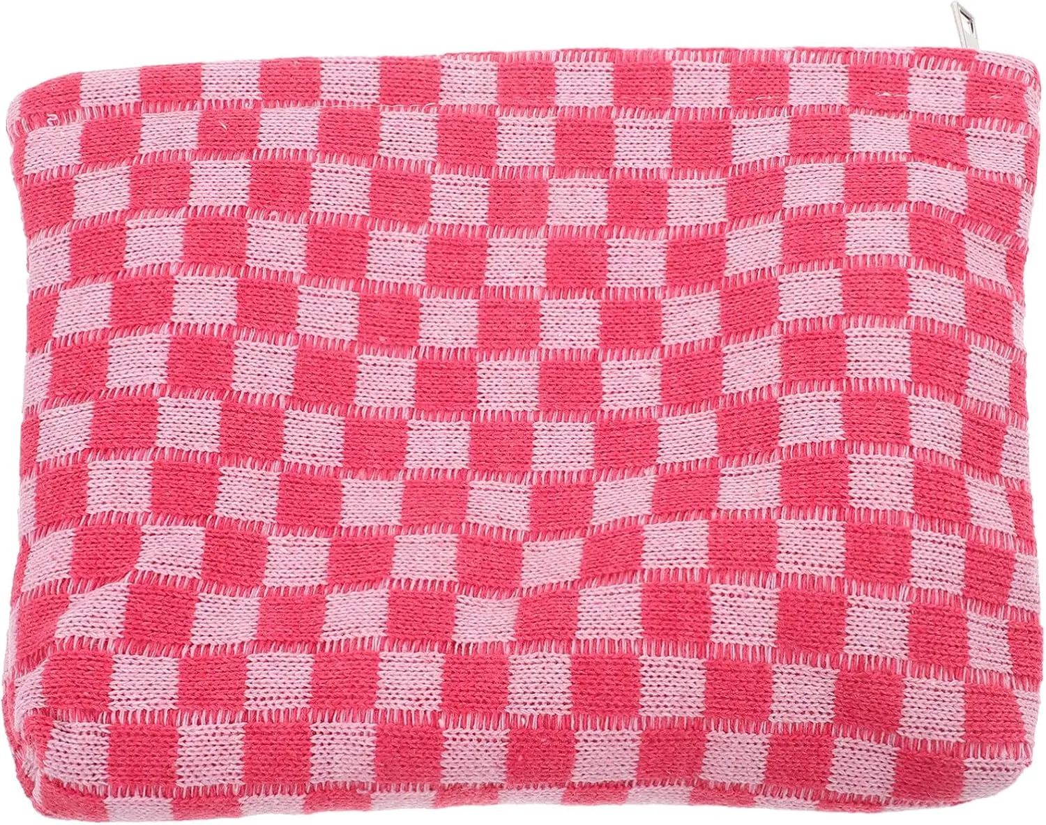 VALICLUD Makeup Bag Pouch Checkered Cosmetic Bag Travel Toiletry Bag Organizer Cute Makeup Brushes Storage Bag for Women Pink