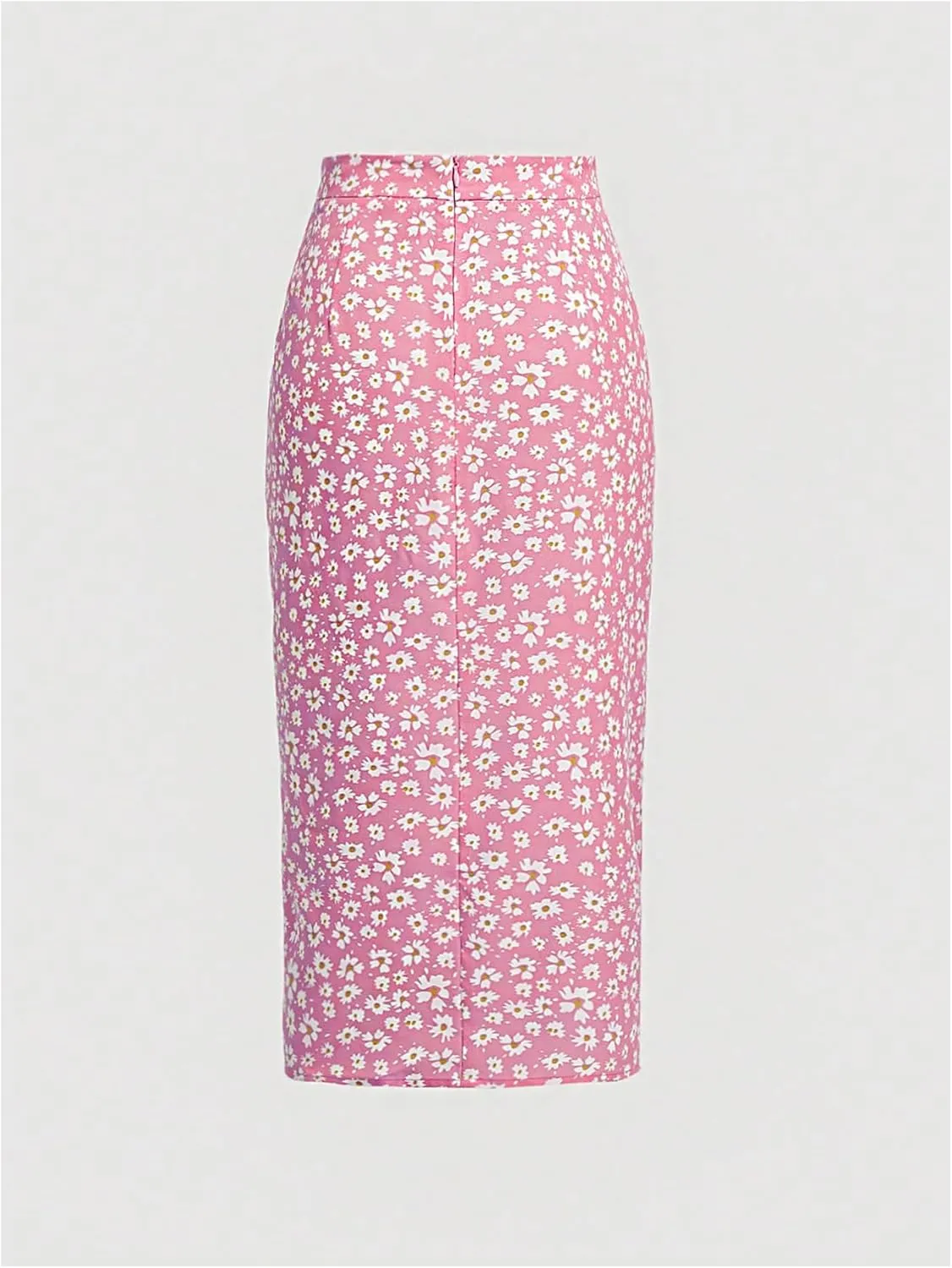 Verdusa Women's Ditsy Floral Print Ruched Skirt Split Thigh Casual Long Skirts