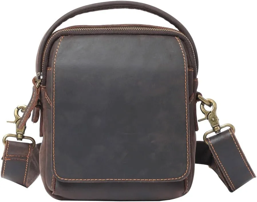 Vintage Crossbody Bag Mobile Phone Bag Layer Cowhide Shoulder Bag Handbag