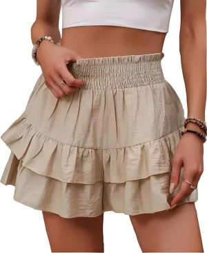 Vogueria Boho Ruffle Skorts, All-Match Casual Skirt Pants